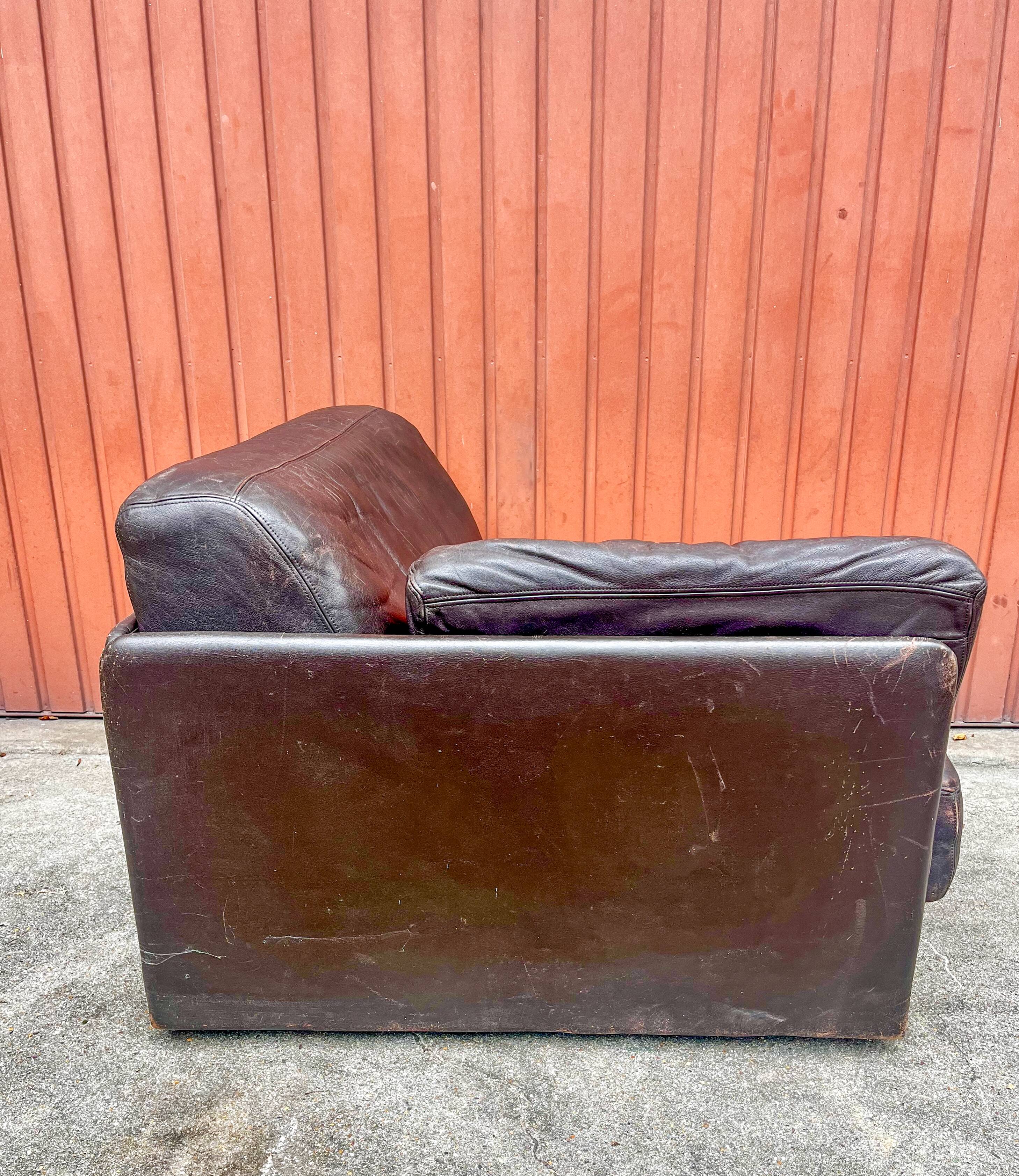 Corner leather armchair De Sede, 1970s