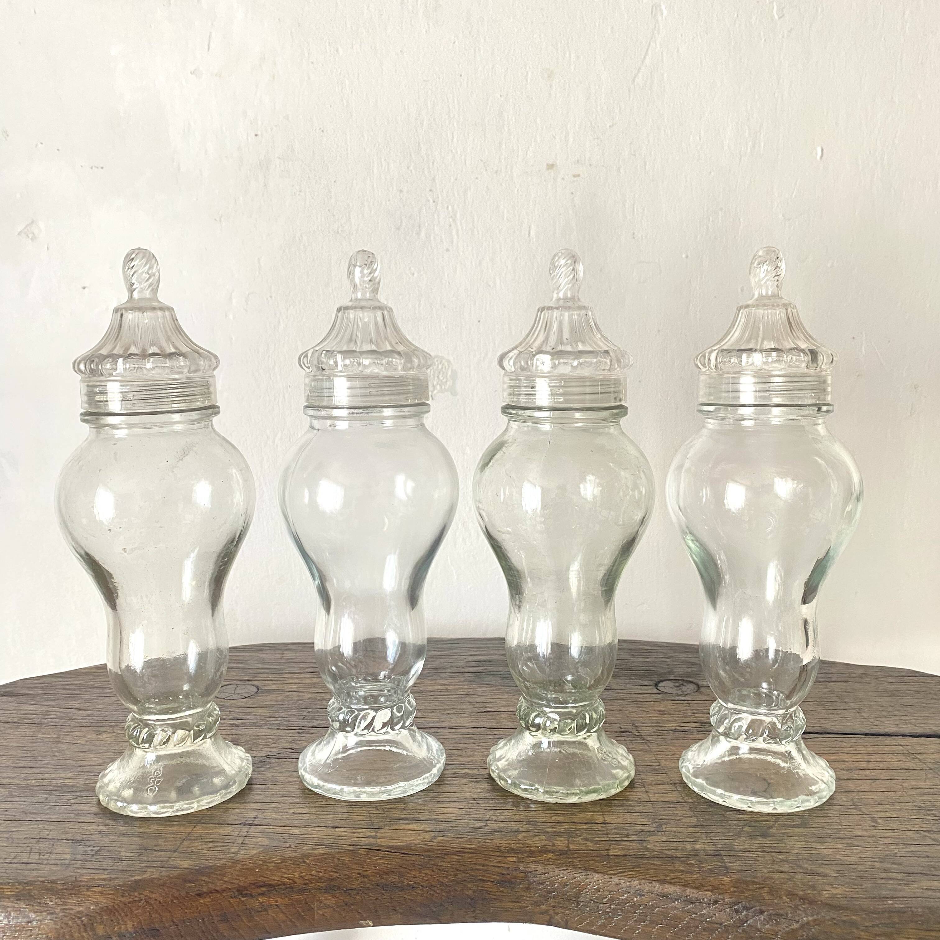 Bonbonnière en verre , bocal en verre avec couvercle