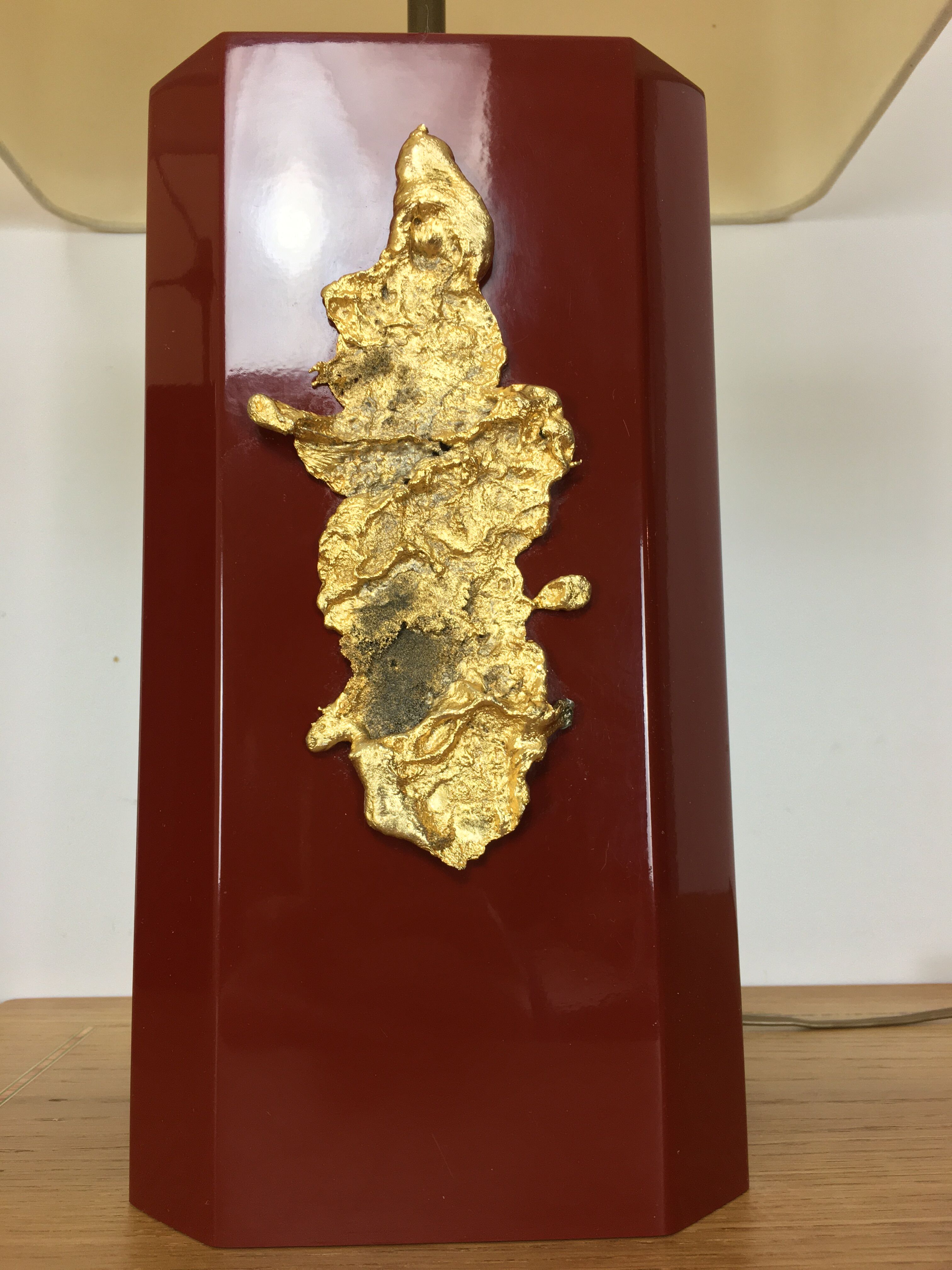 Paire de lampes "pépites" par Philippe Cheverny rouge et or