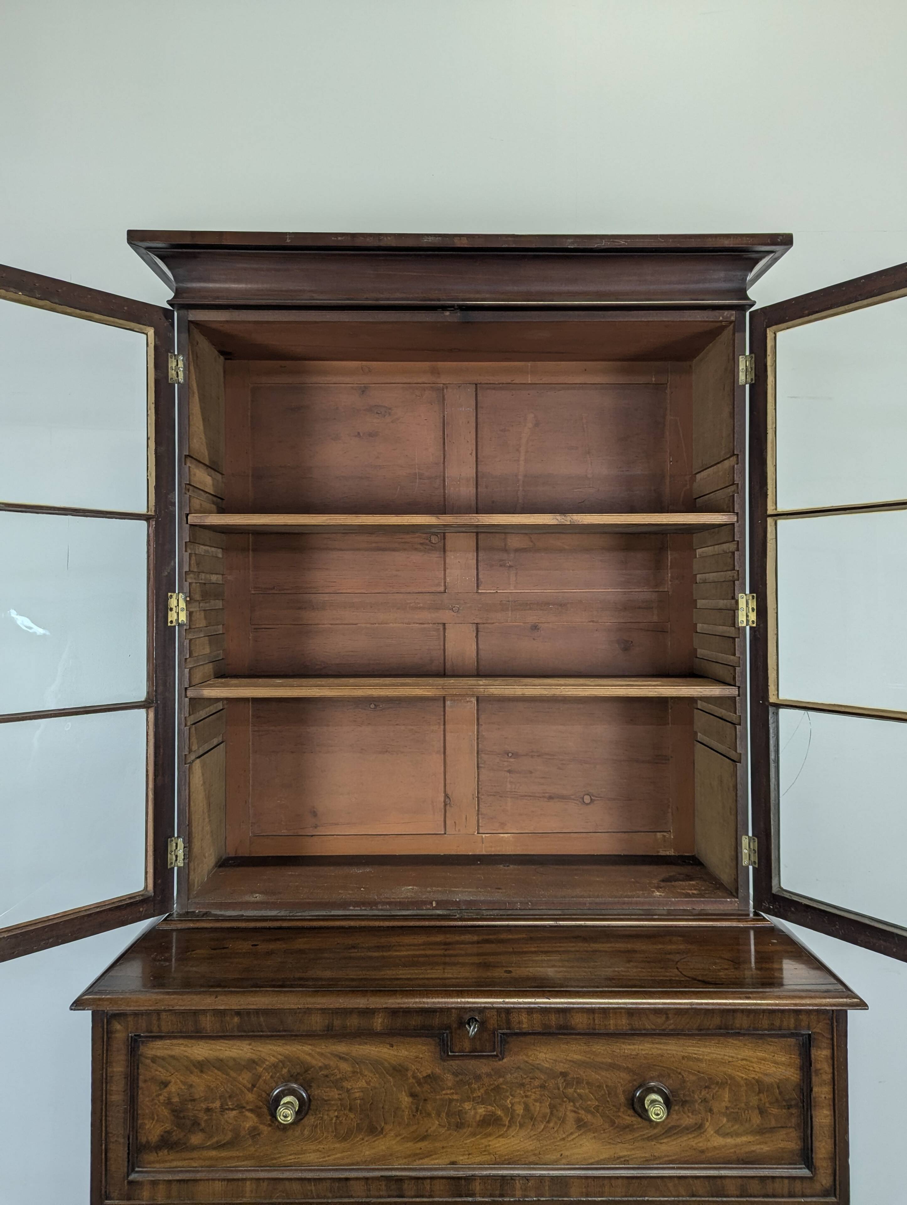 English mahogany secretary bookcase.