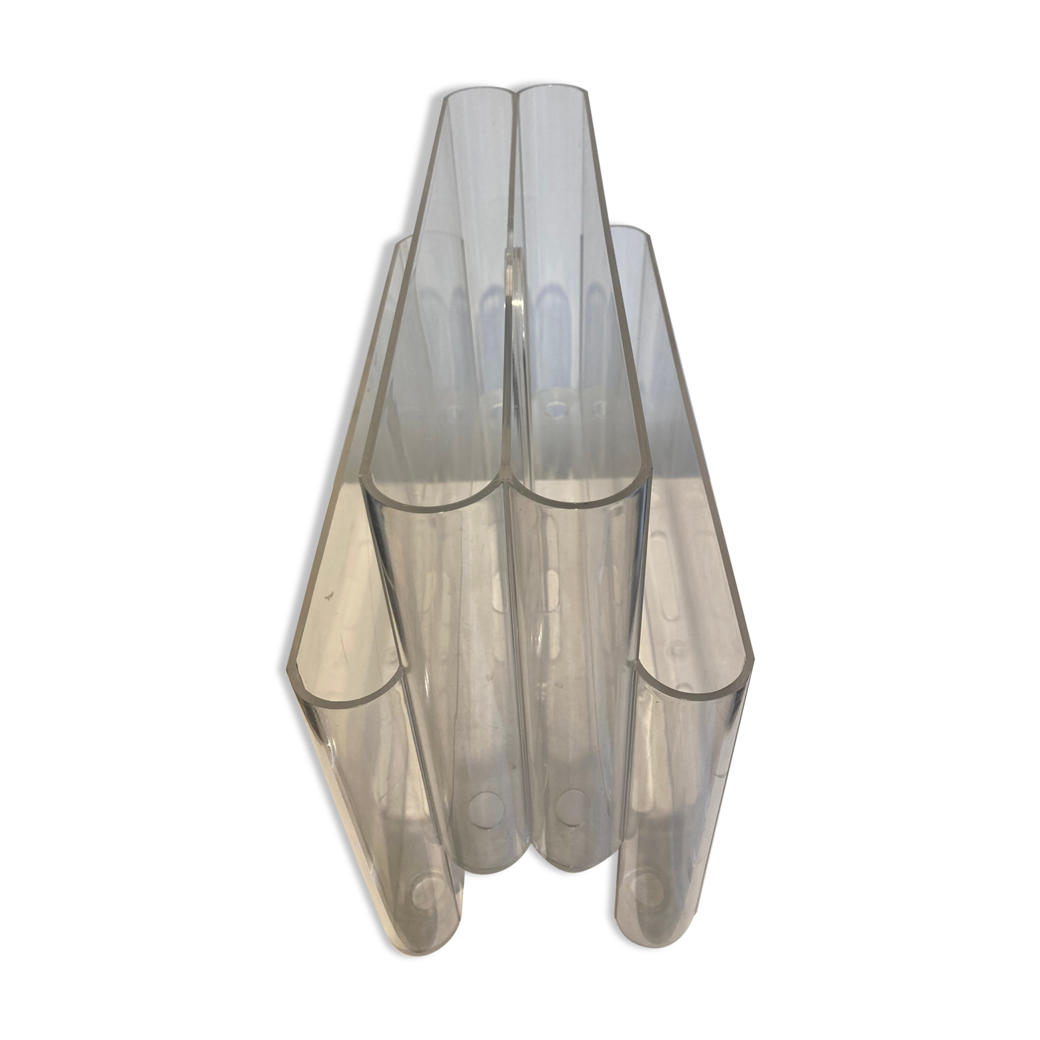 Transparent magazine holder Kartell by Giotto Stoppino, 70s