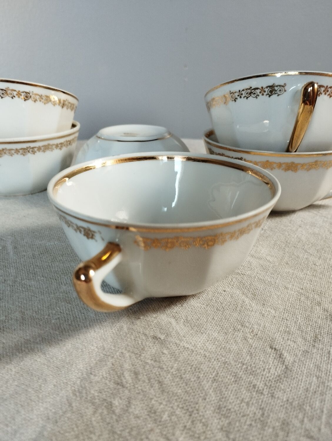 6 tasses café porcelaine F. Chauvigny, France, 1960