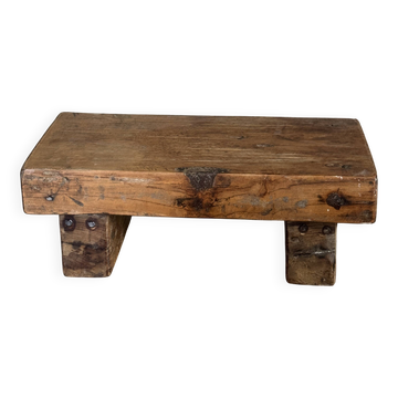 Tabouret d'appoint en teck massif blond wabi-sabi L30 l8,5 H6