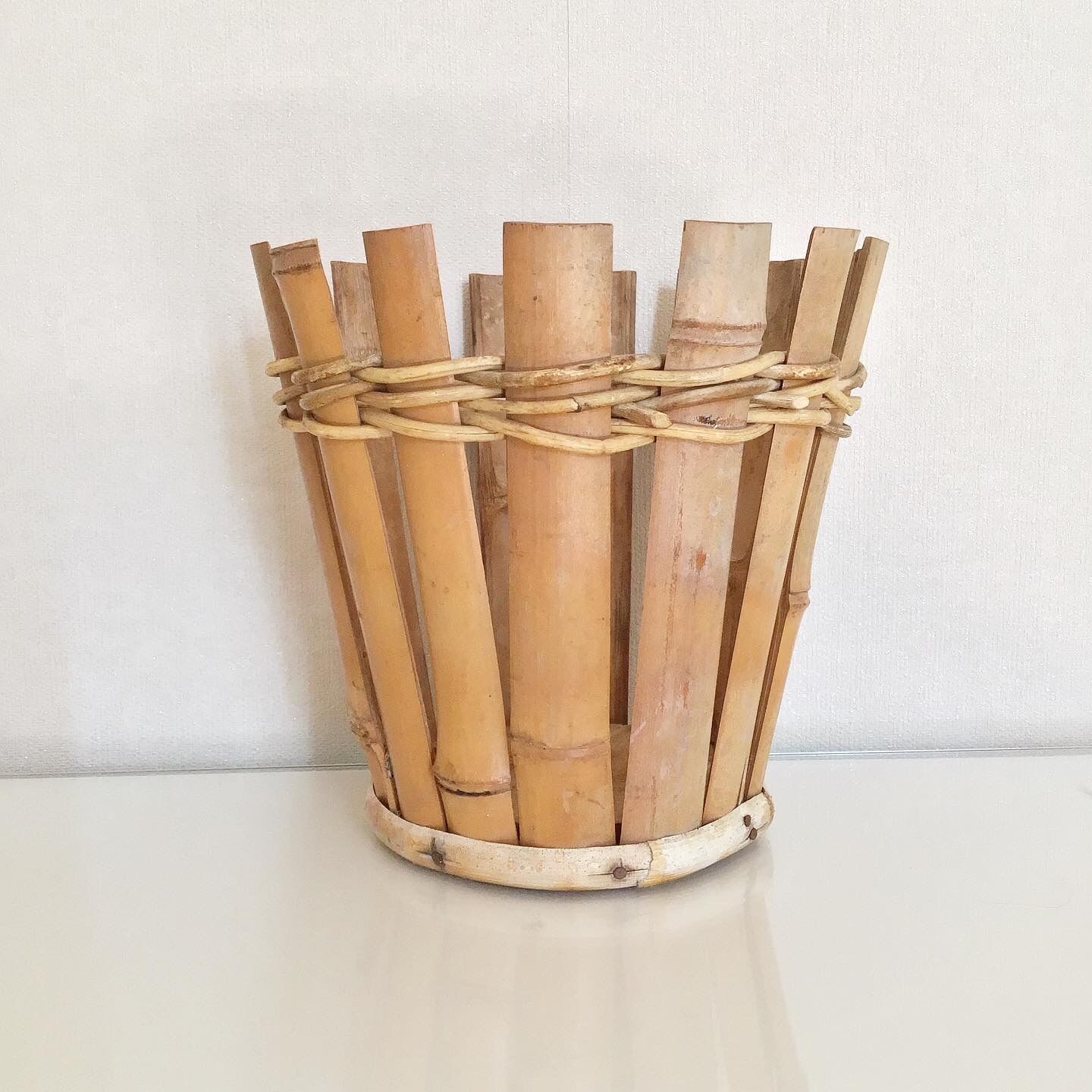 Rattan and vintage bamboo pot cover