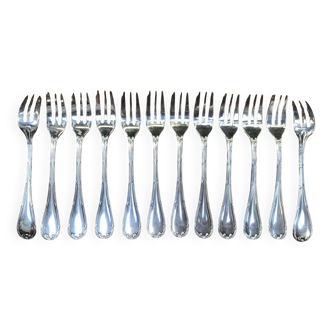 Set of 12 silver-plated cake forks from Christofle, Rubans model