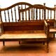Two benches has folder and open armrest 20th century