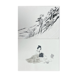 Two original ink and watercolor drawings signed Asia