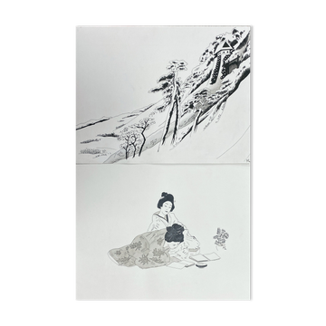 Two original ink and watercolor drawings signed Asia