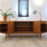 Scandinavian teak row 50s-60s, French manufacture signed Eros
