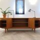 Scandinavian teak row 50s-60s, French manufacture signed Eros