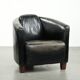 Black vintage cowhide aviator design armchair with characterful appearance