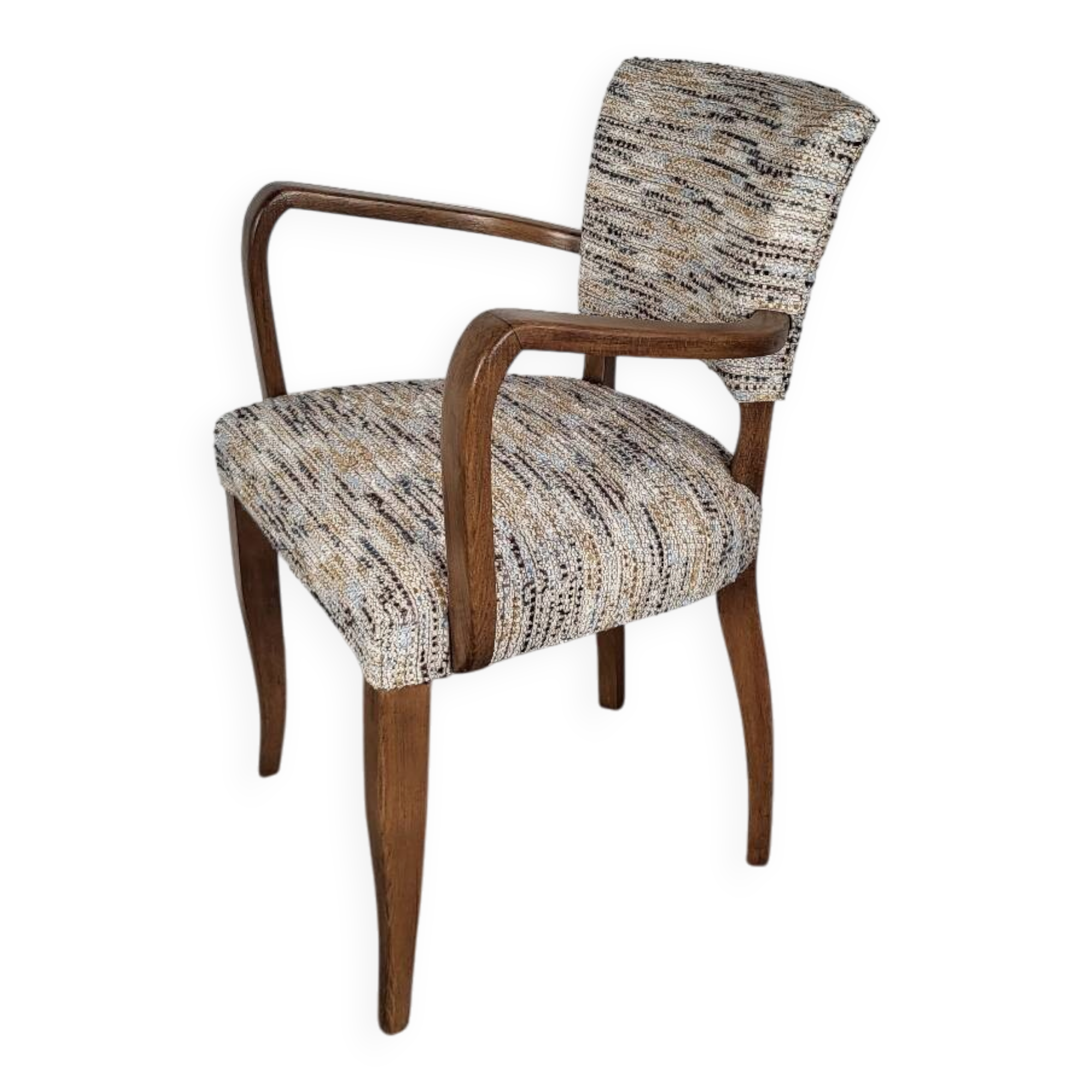 Restored bridge armchair with Nobilis fabric