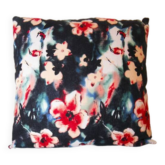 Coussin en lin, motif floral