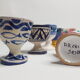 Lot of six enamelled ceramic cockroaches with Mediterranean themed decorations