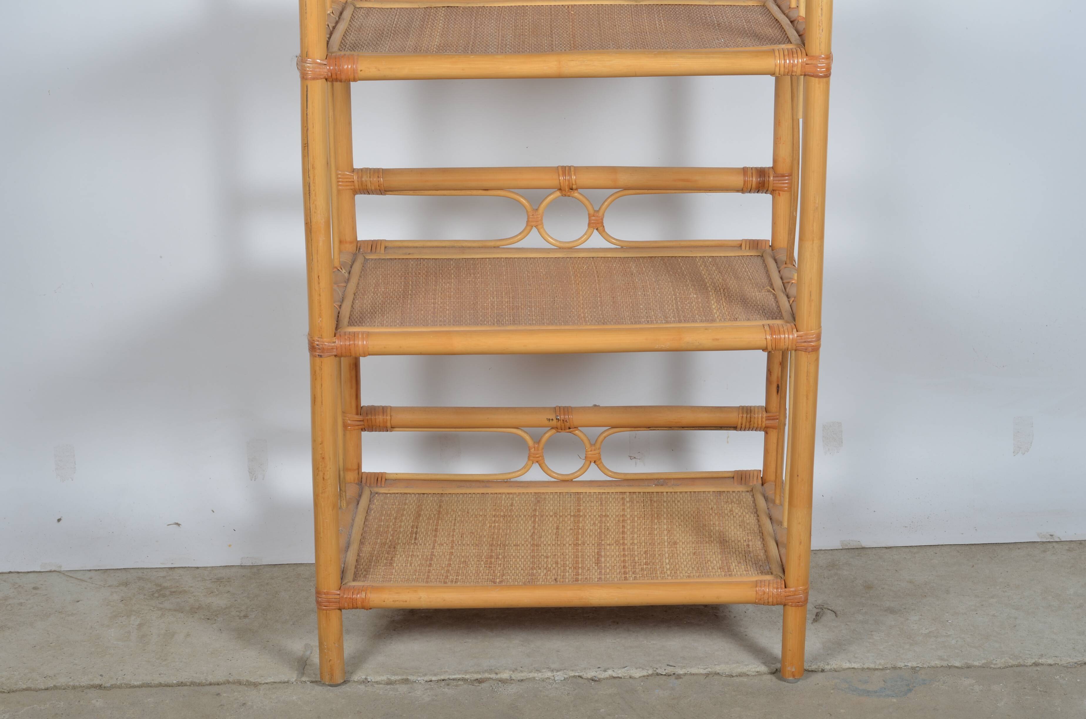 Rattan bookcase-shelves