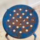 Tabouret industriel acier patine bleue & chocolat vintage