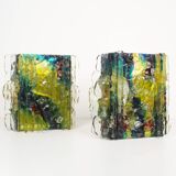 Set (2) of glass 'Chartres' wall lights by Willem van Oyen for RAAK