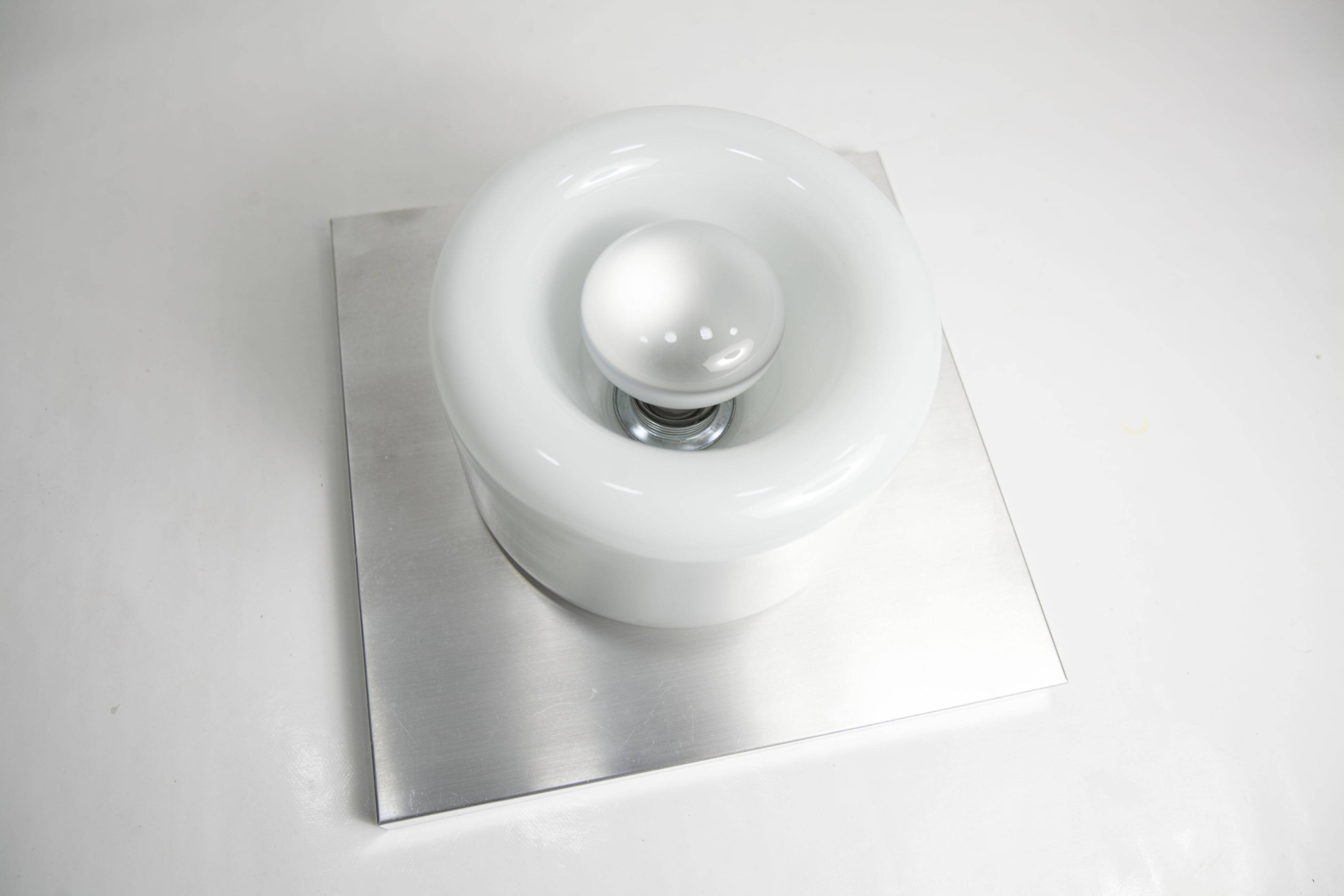 Doria Wall Light 1960 Alu Opaline + chrome LED bulb, Germany