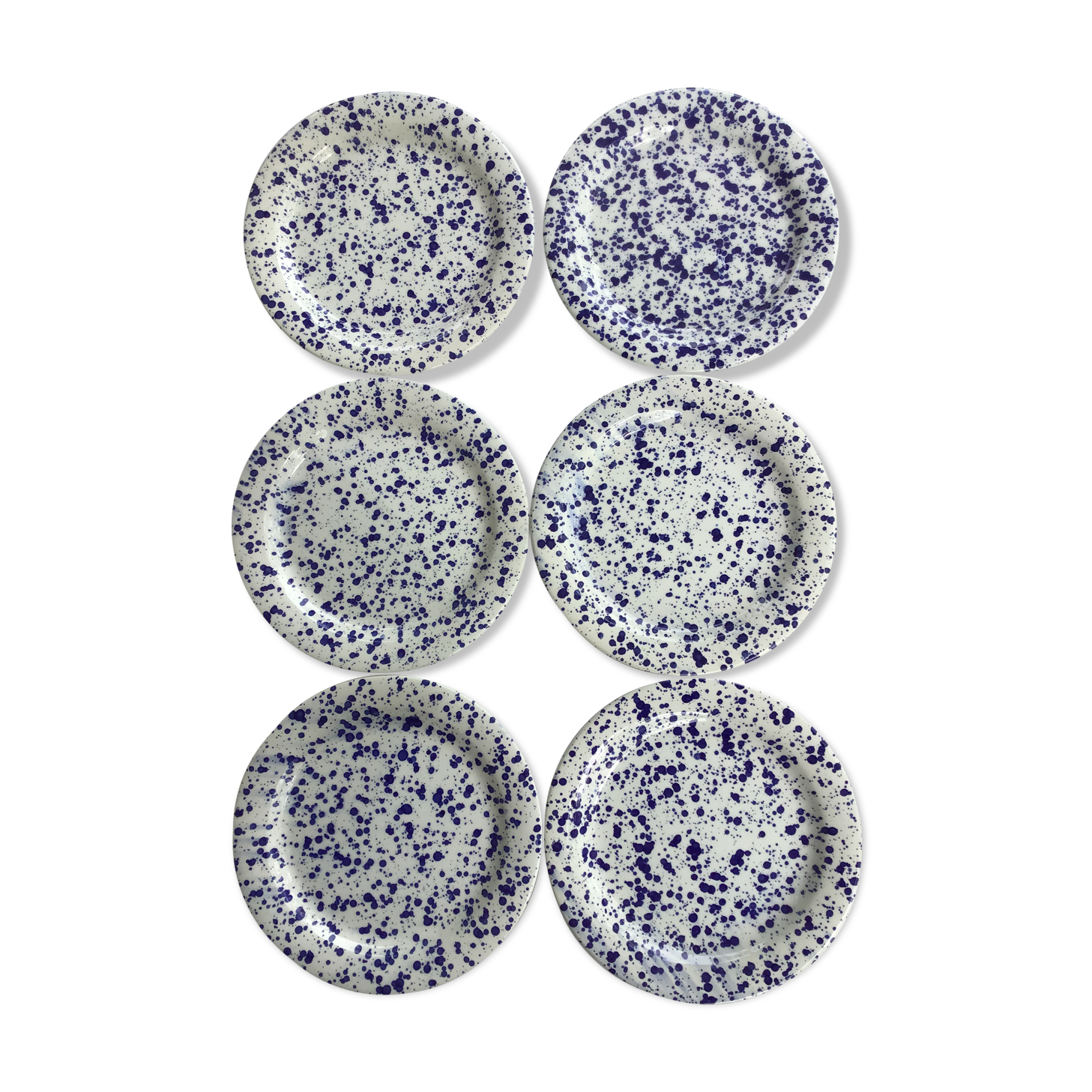 6 blue-spotted dessert plates