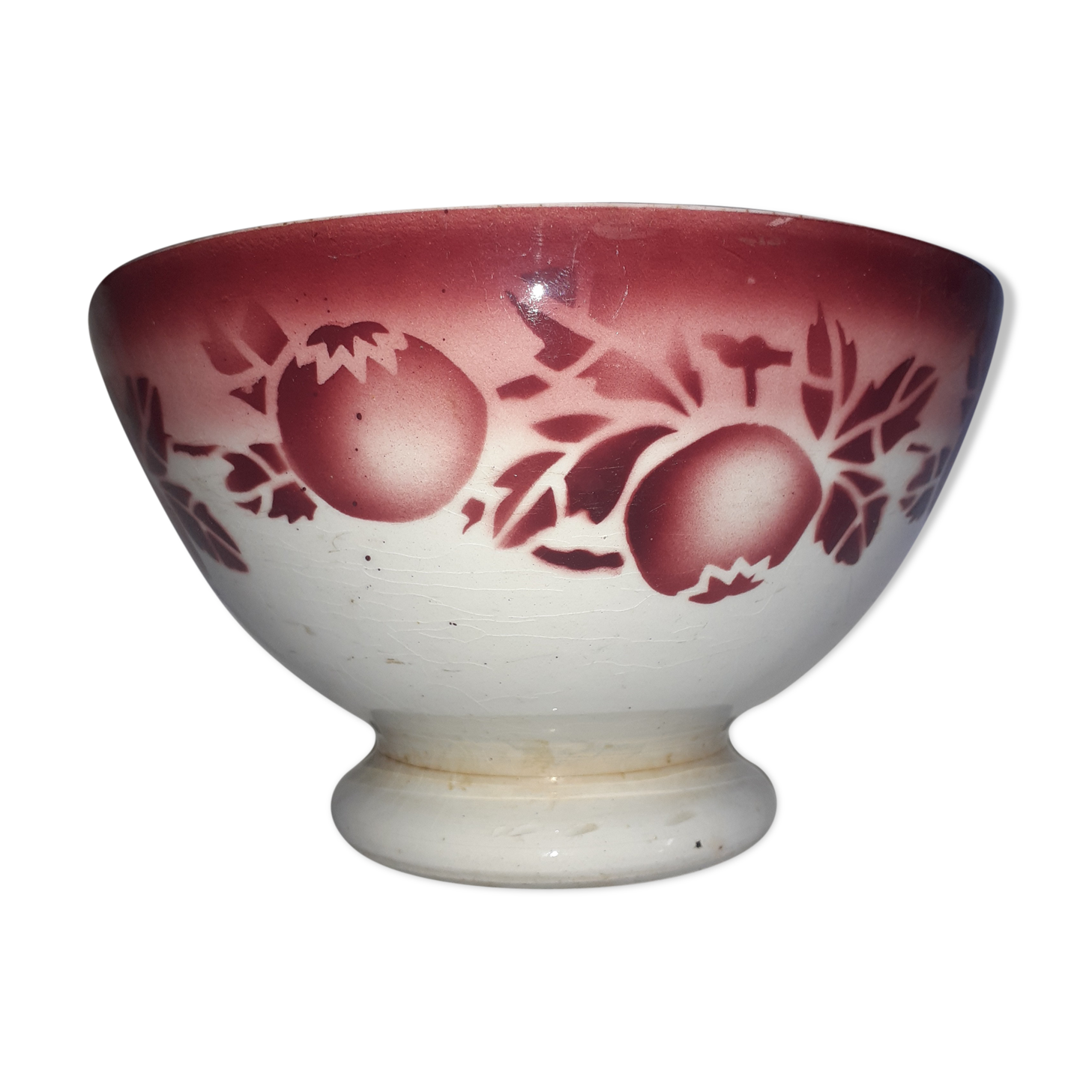 Ancient pink decor faience bowl