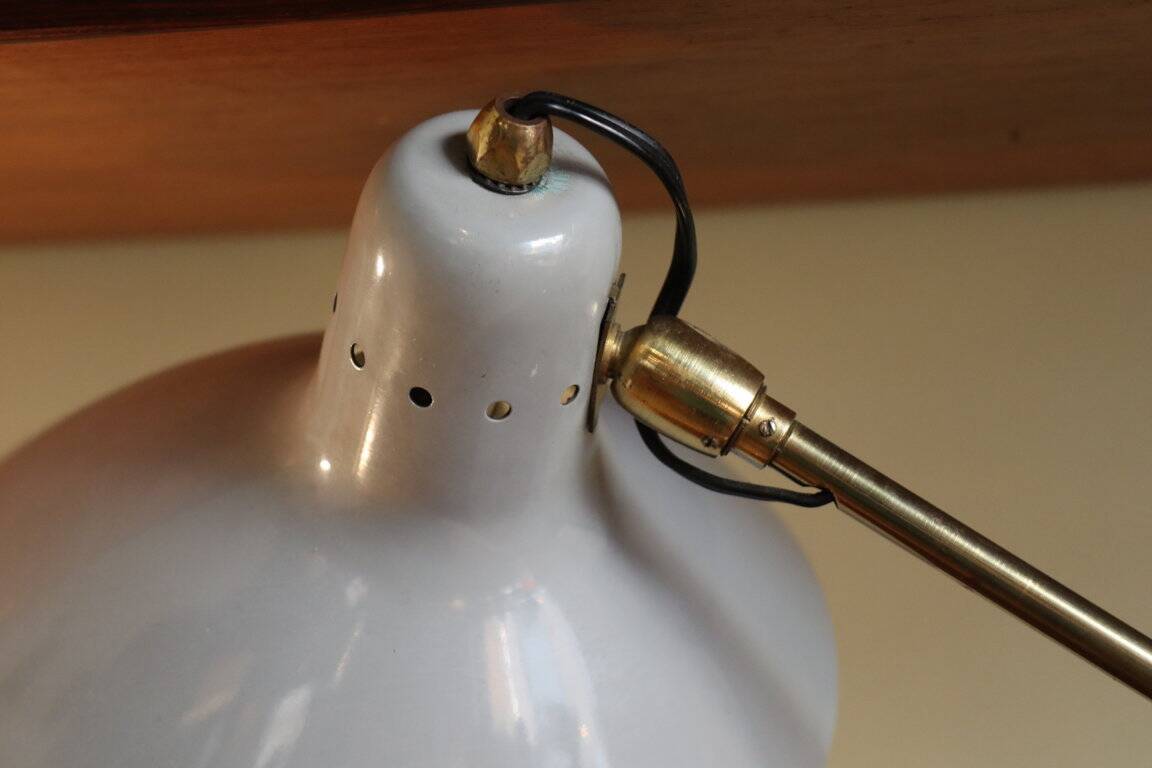 Vintage desk lamp in brass and gray lacquered metal, 1950s