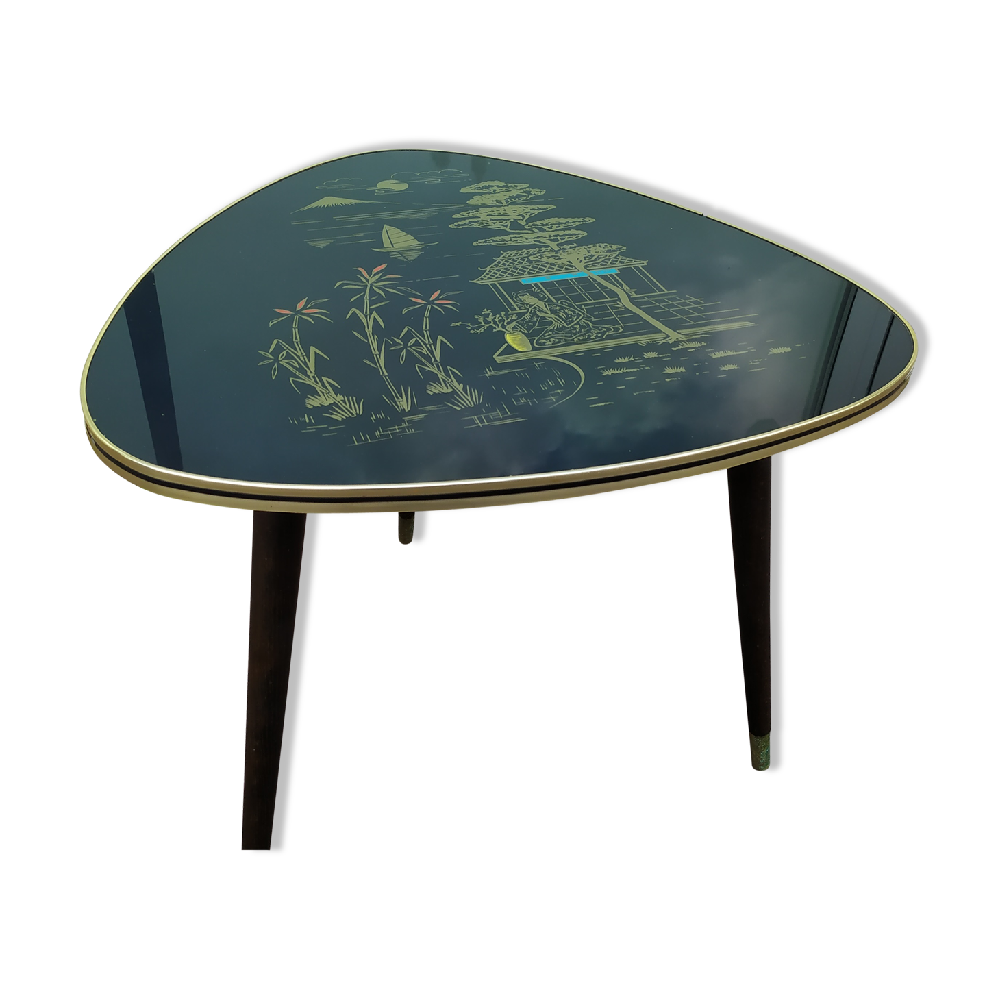 Coffee table formica vintage chinese tripod décor