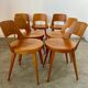 Lot of 7 old Baumann Mondor low back wooden chairs design 60s vintage