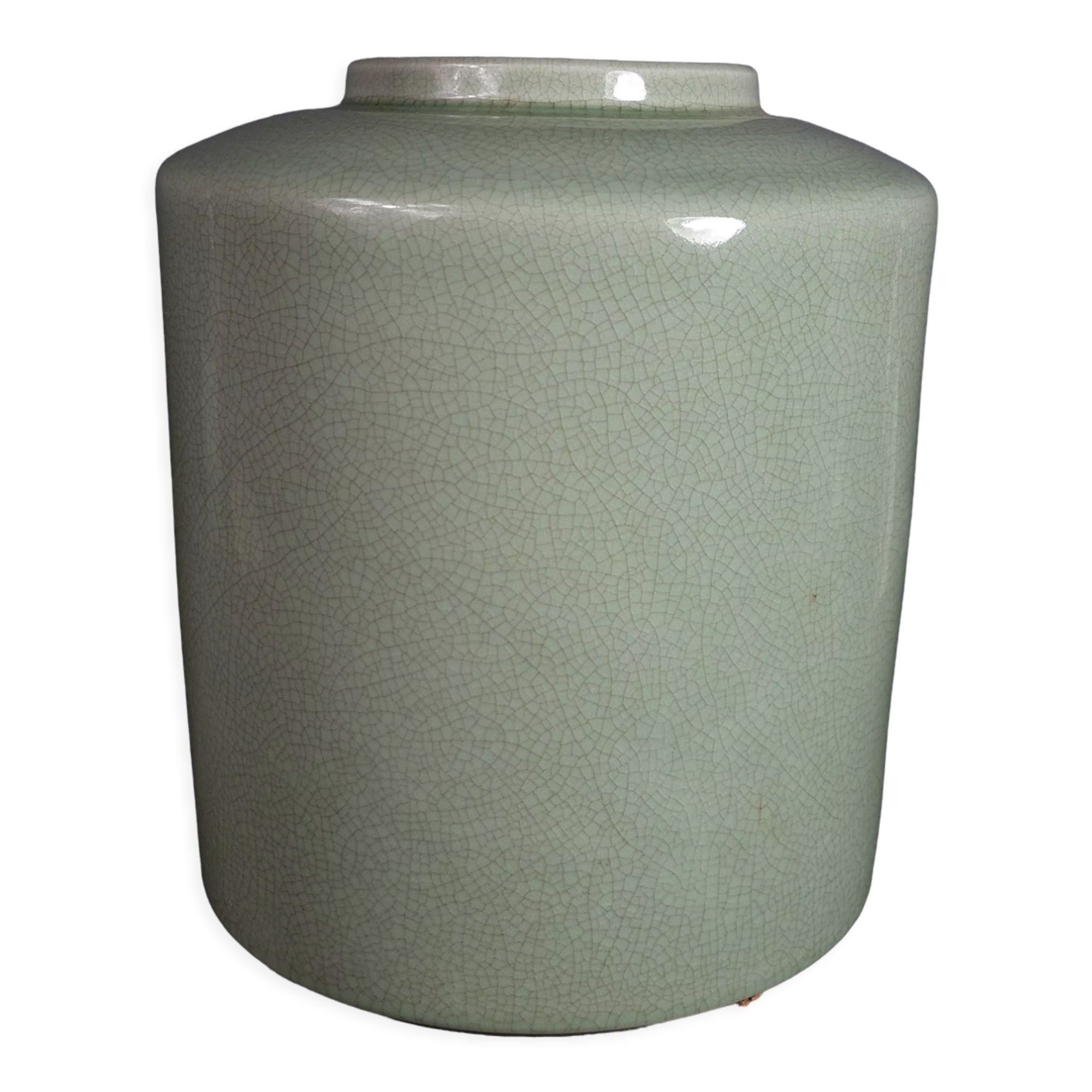 Pot or vase in cracked porcelain celadon Japan vintage 50/60s.