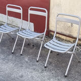 Table Tolix, industrial design, and its 3 folding chairs, designed by Xavier Pauchard