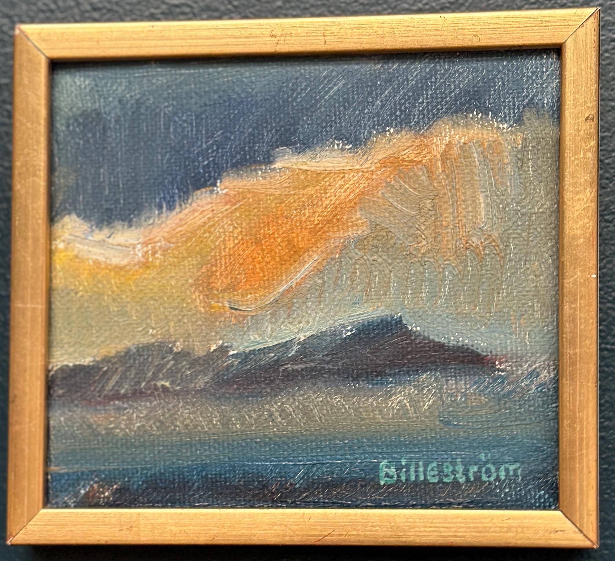 Huile sur toile originale suédoise – “Lueur du coucher de soleil” par Carl Erik Billeström, encadrée