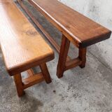 Pair of old oak farm benches -2m75