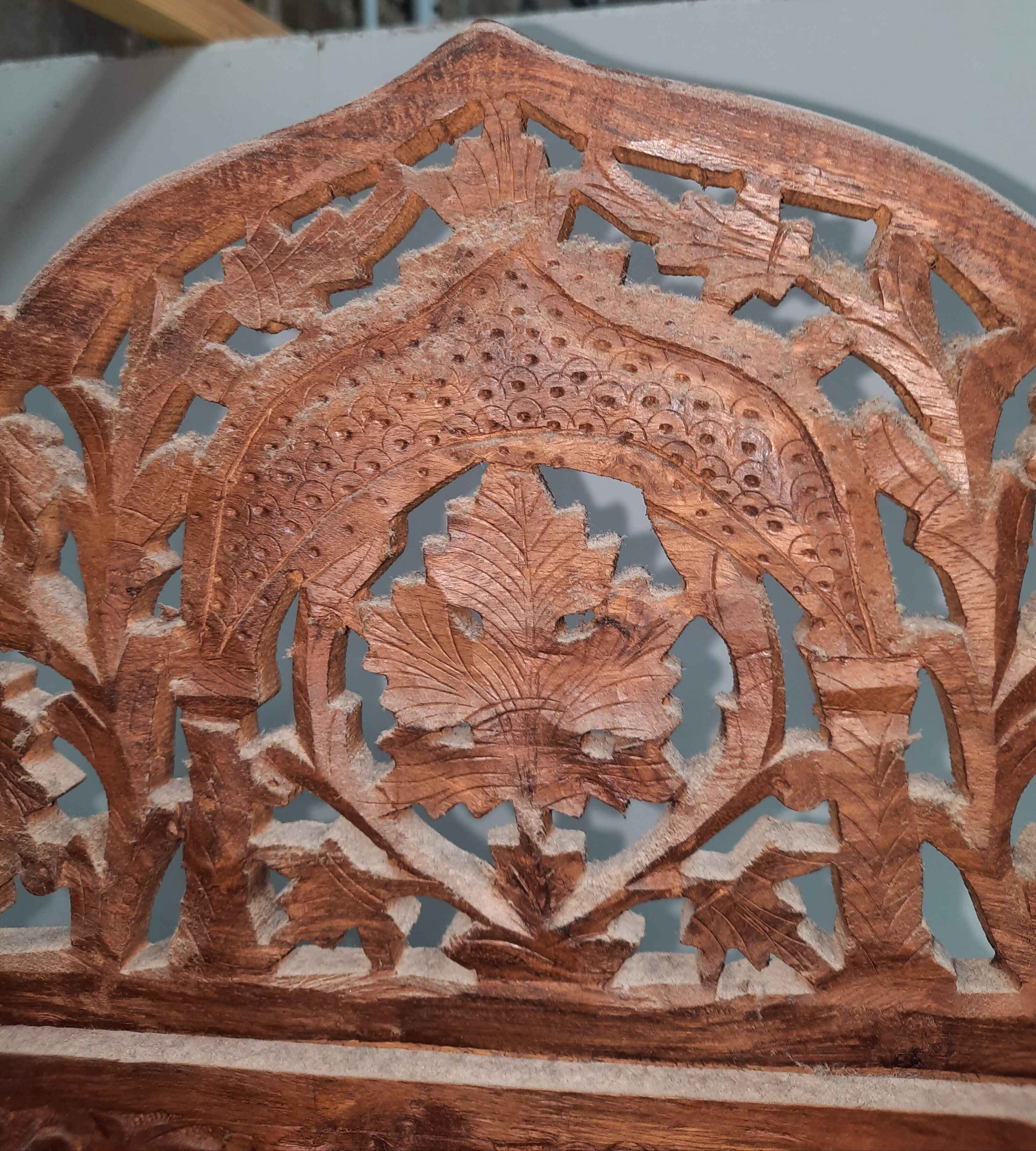 Asian screen in cut-out wood