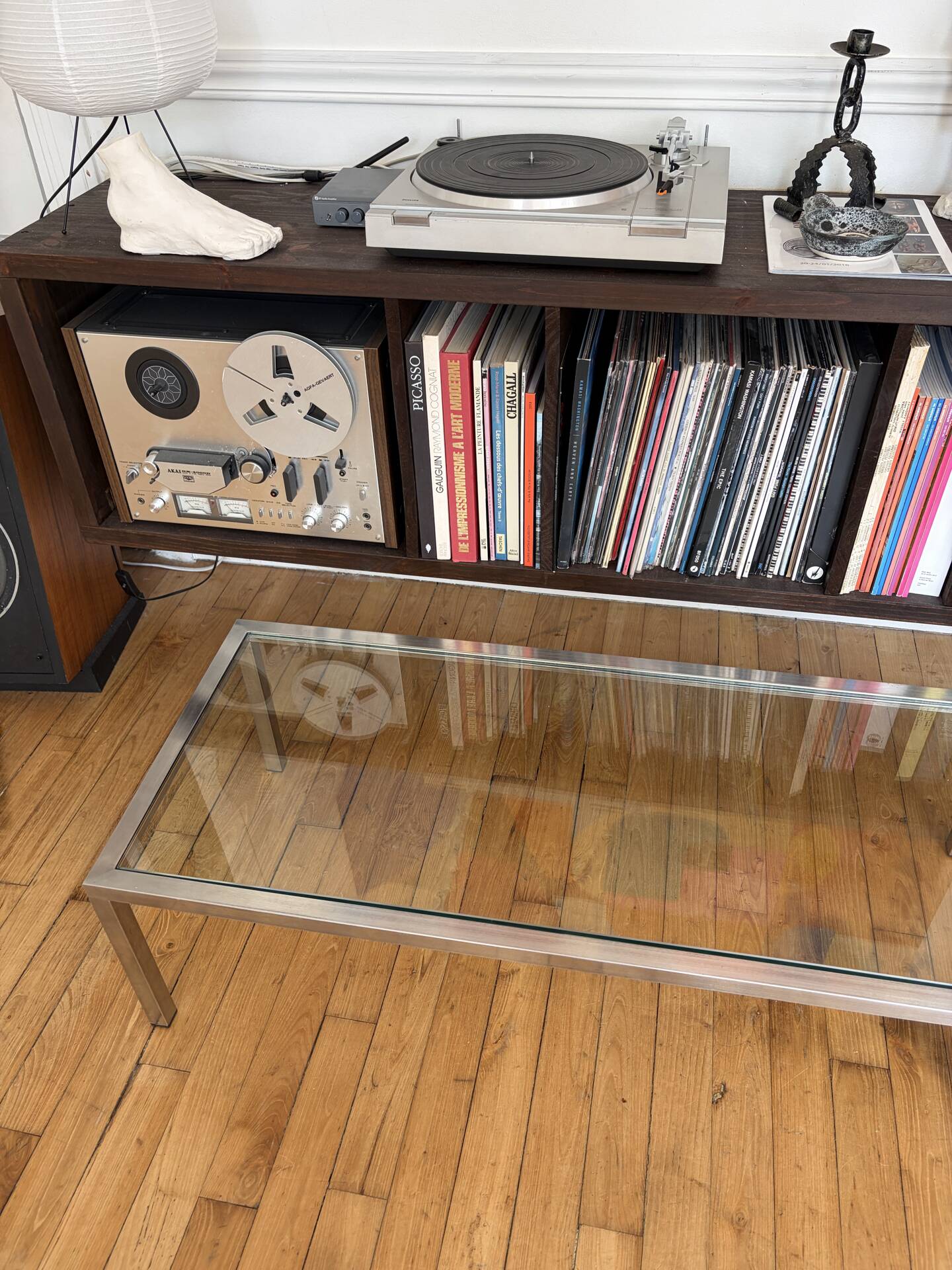 Chrome and glass coffee table from the 70s.