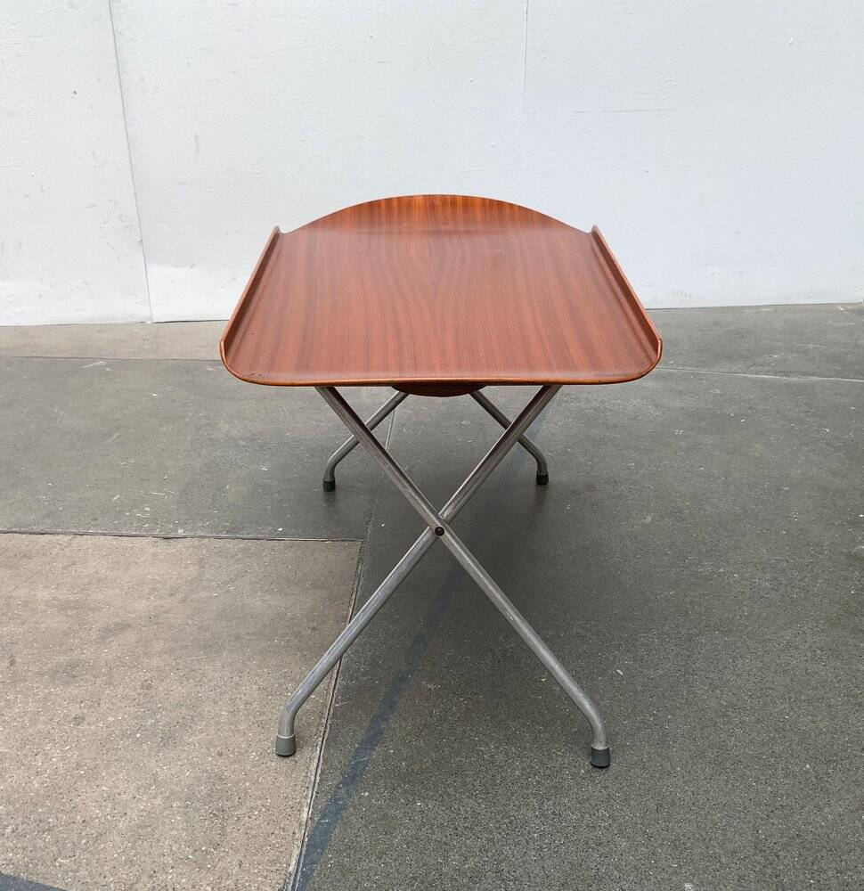 Folding table in teak with Norwegian alminette from the mid-century by F.M. Produkt, Frederiksberg Metalvarefabrik, 1960s.