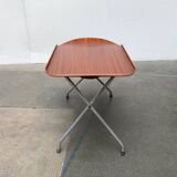 Folding table in teak with Norwegian alminette from the mid-century by F.M. Produkt, Frederiksberg Metalvarefabrik, 1960s.