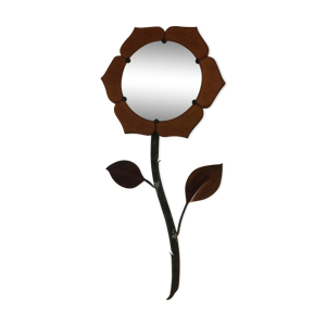 Miroir fleur cuir et