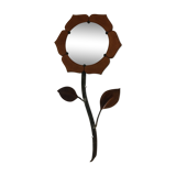 Mirror flower leather and metal 67 x 32 cm