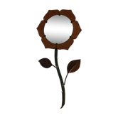 Mirror flower leather and metal 67 x 32 cm