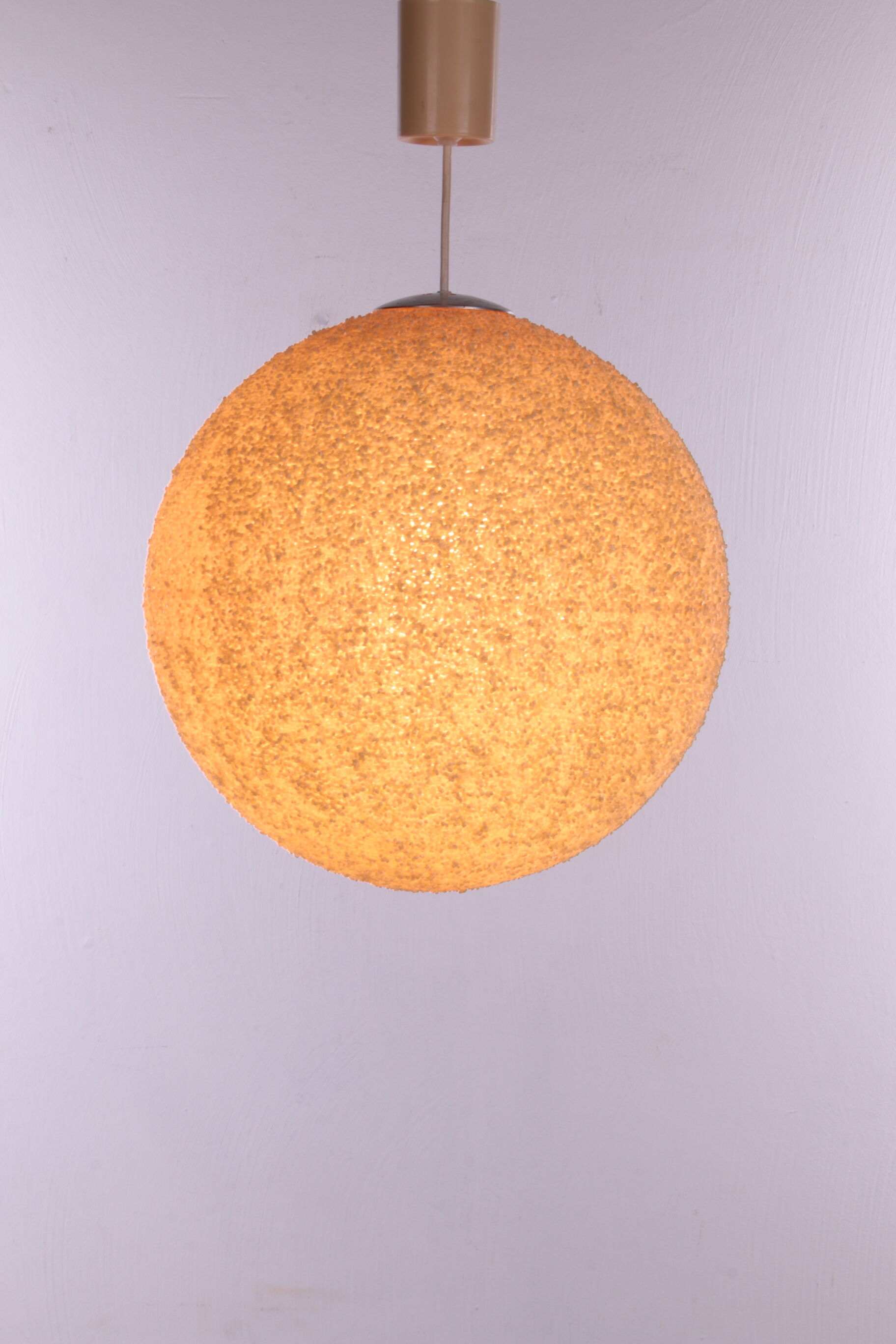 Vintage Cream Sugar Ball Hanging Lamp 1960s