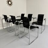 6 chaises noires tubulaires design d'Axel Bruchhäuser modèle D20 bauhaus