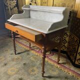 Toilet table in pitchpin and carrara marble
