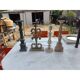 4 wooden candle holders