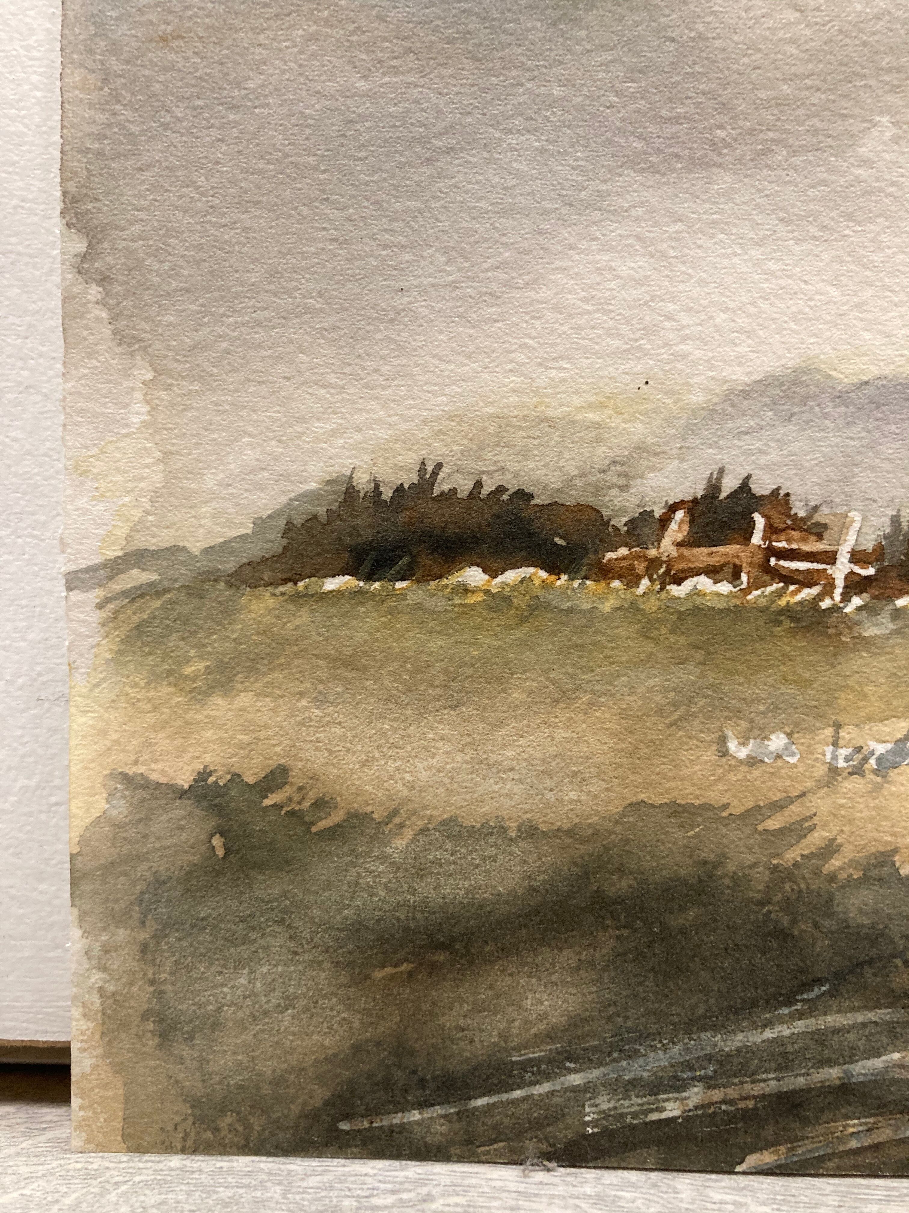 Watercolor winter landscape