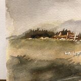 Watercolor winter landscape