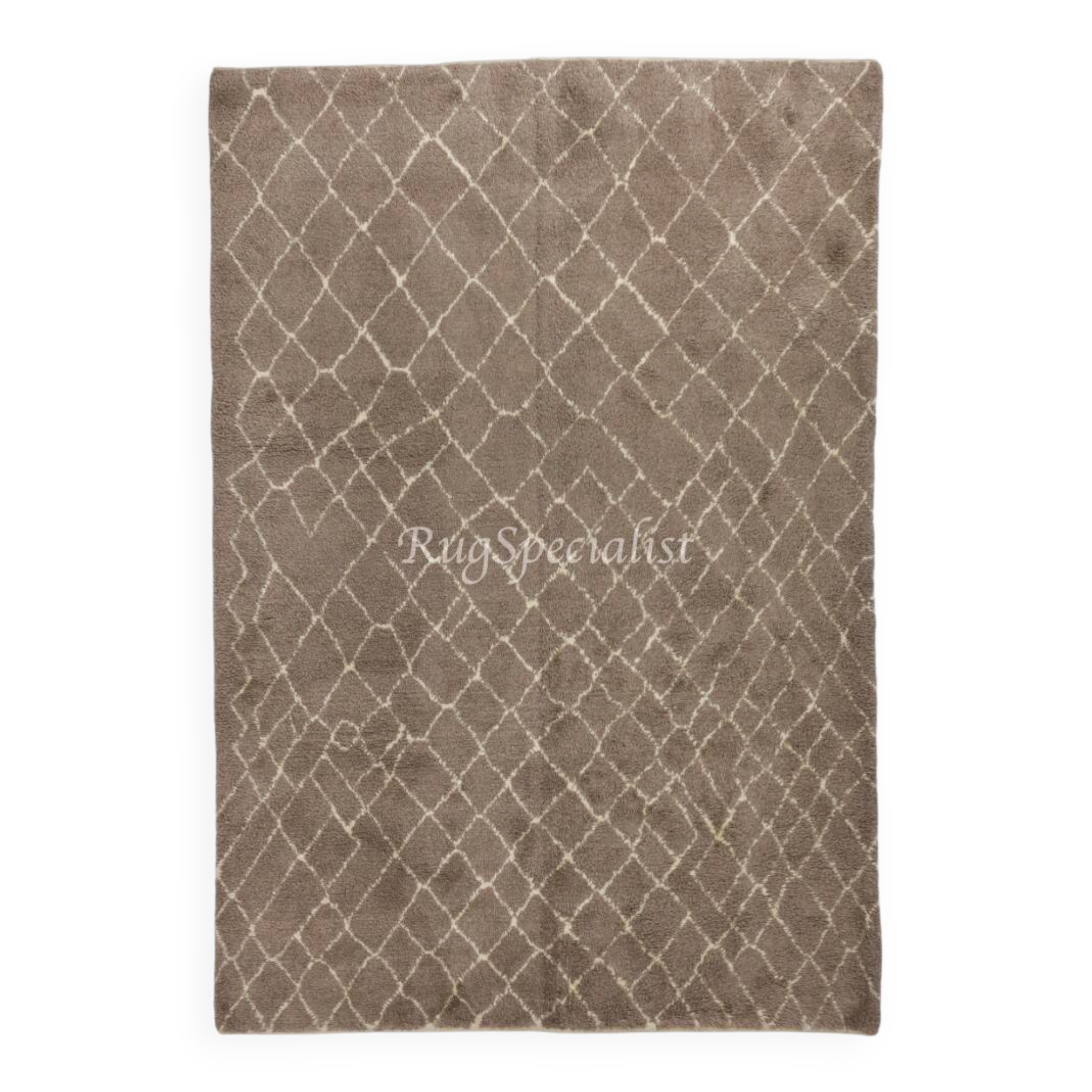 Contemporary Moroccan Rug Made of Natural Mocha Brown Wool