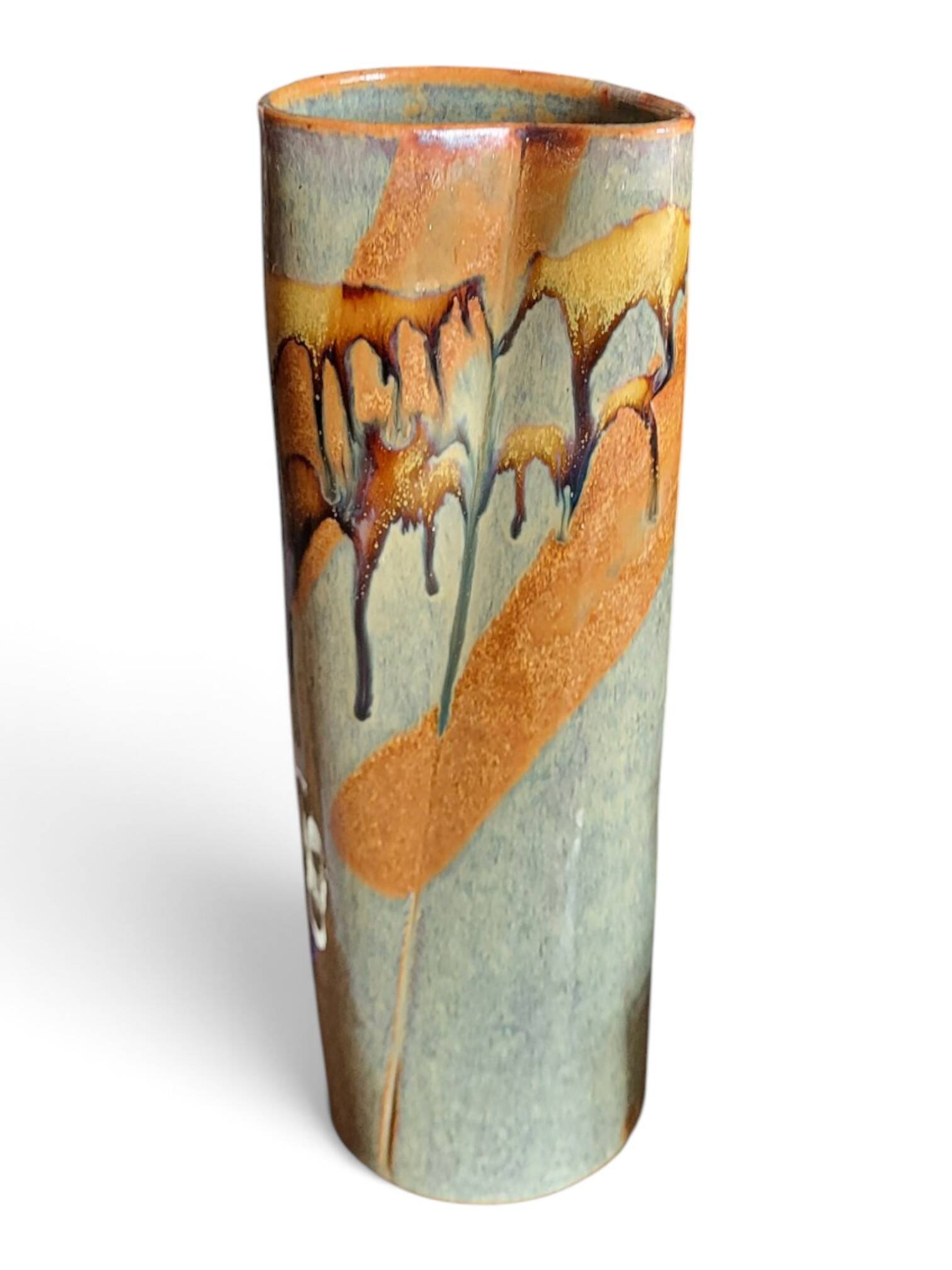 Roll vase in stoneware from Puisaye — Jean Cacheleux