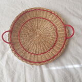 Vintage wicker tray nets and red handles