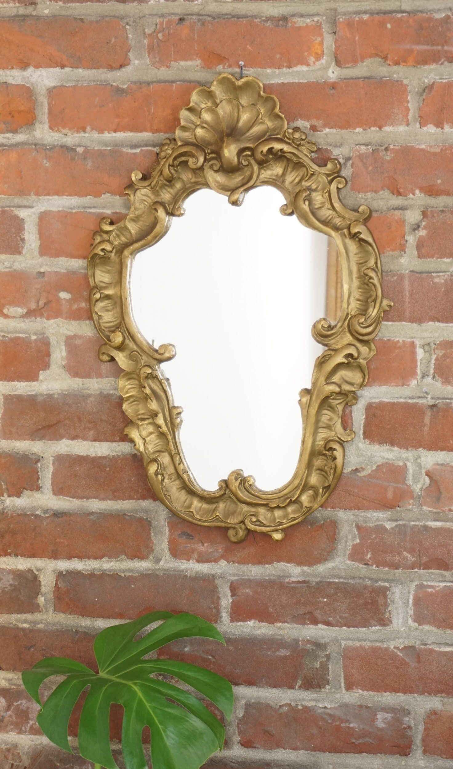 Pair of old rock mirrors in plaster - 59x38cm