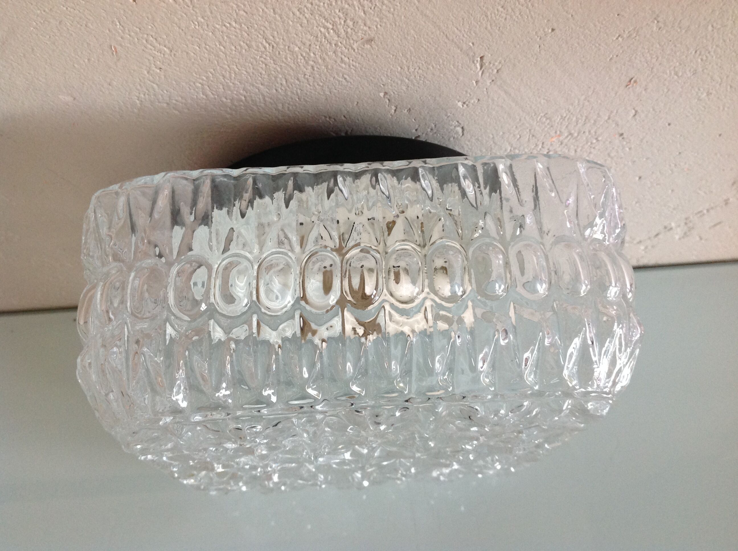Structured /vintage square glass ceiling lamp 60s-70s
