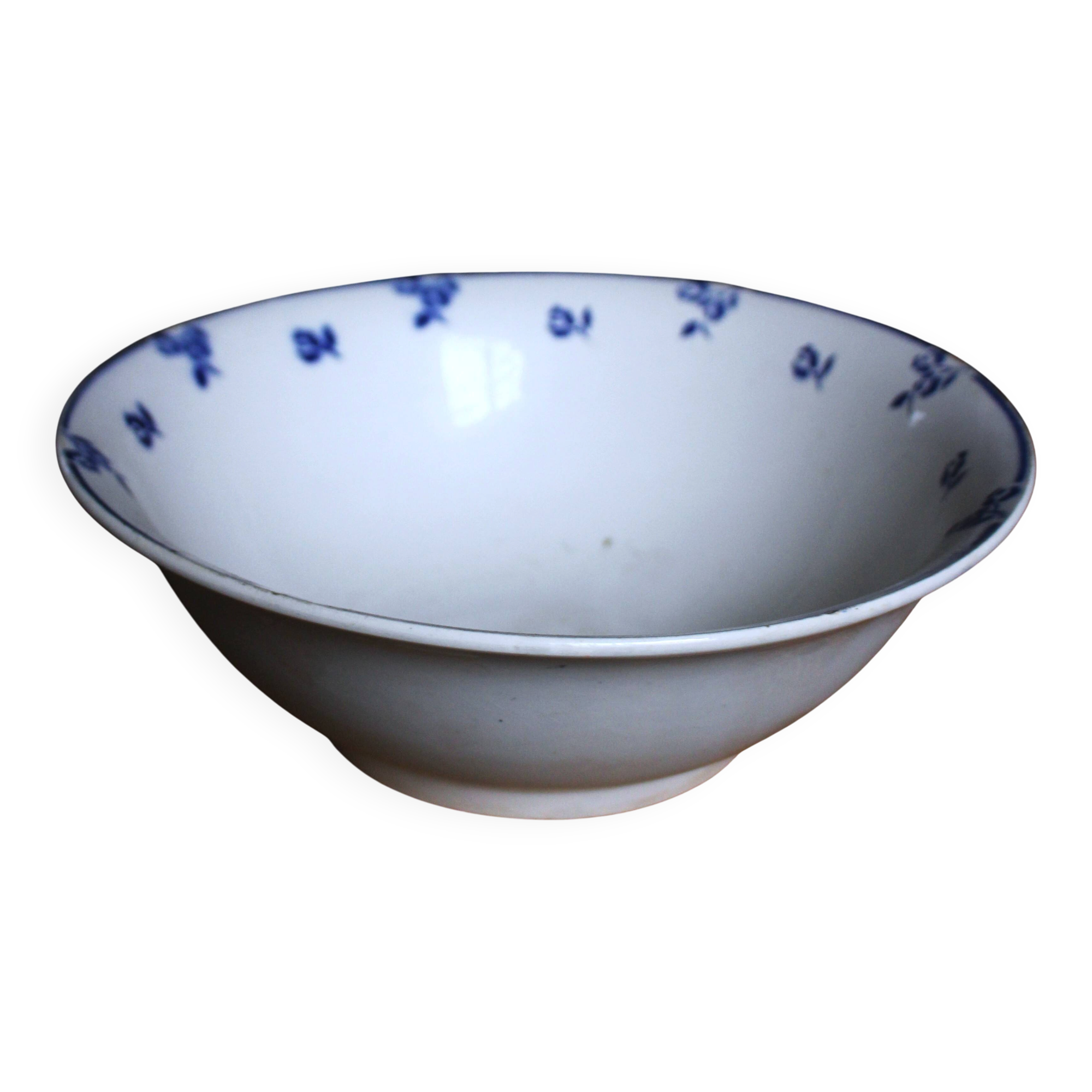 Blue salad bowl Digoin Art Deco Flowers